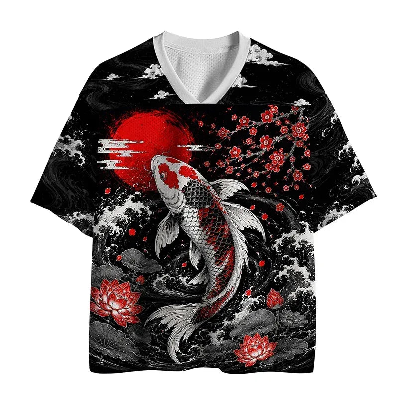 Kyoto Lion Koi Mesh Jersey for Streetwear