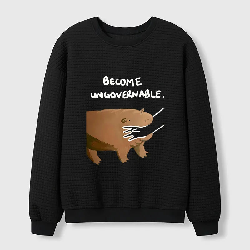 Kyoto-Lion Moo Deng Bites Someone's Arm Waffle Sweatshirt