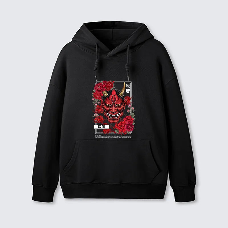 Kyoto-Lion Cool Oni Floral Art Classic Hoodie