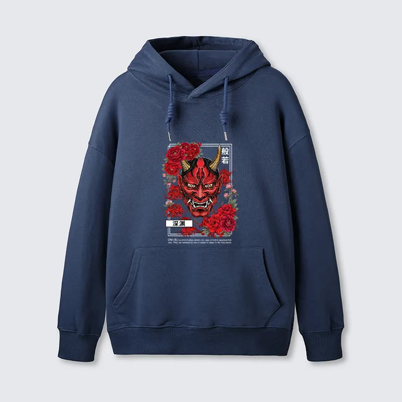 Kyoto-Lion Cool Oni Floral Art Classic Hoodie