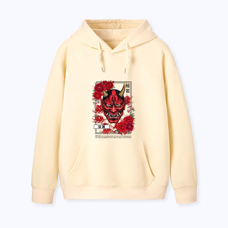 Kyoto-Lion Cool Oni Floral Art Classic Hoodie