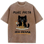Washed Japanese Cat T-Shirt for Streetwear