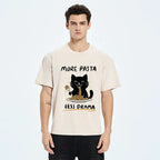Kyoto-Lion More Pasta Less Drama Cat Washed T-Shirt