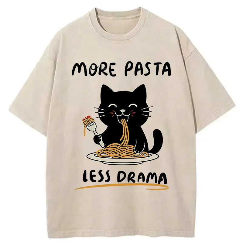 Washed Japanese Cat T-Shirt for Streetwear