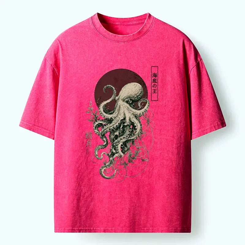 Kyoto-Lion Deep Sea King Octopus Washed T-Shirt