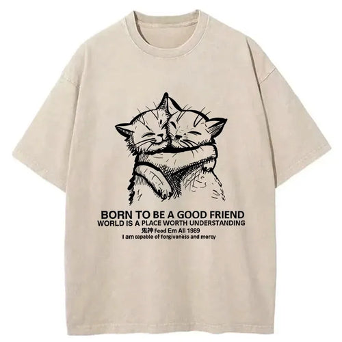 Japanese Vintage Washed T-Shirt for Daily Wear