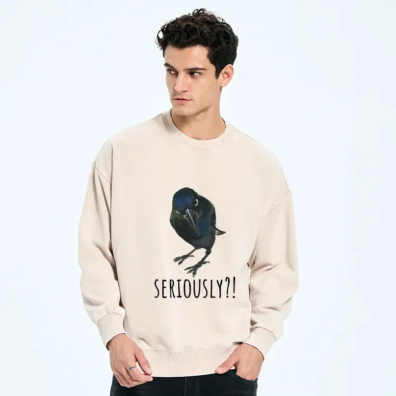 Kyoto-Lion Raven's Question Washed Sweatshirt