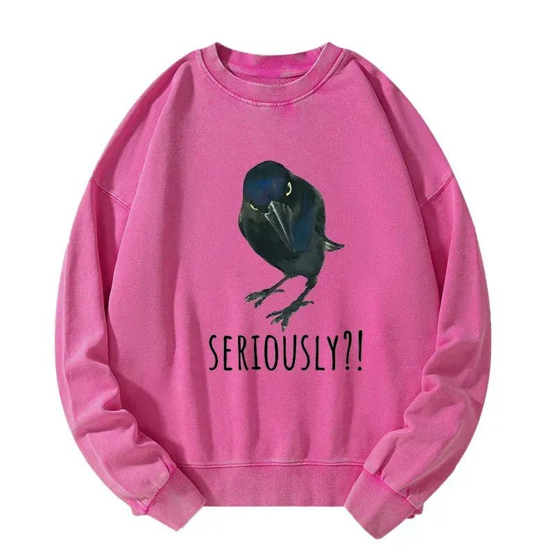 Kyoto-Lion Raven's Question Washed Sweatshirt