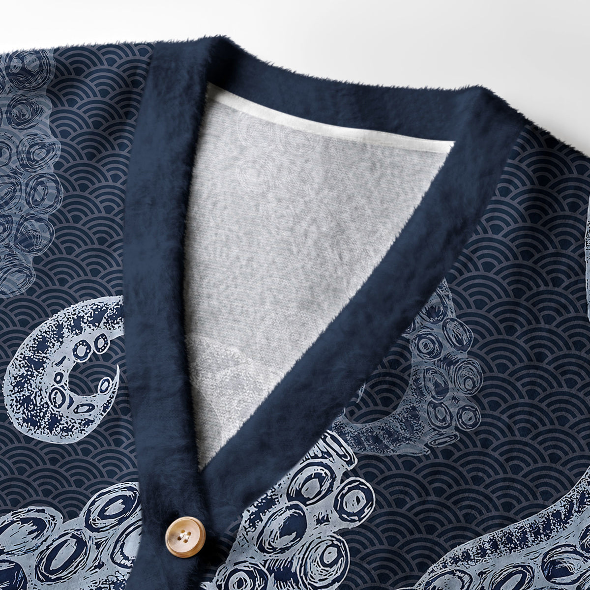 Kyoto-Lion Octopus Tentacles Japanese Ugly Cardigan Sweater