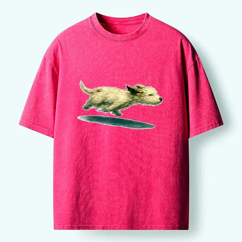 Kyoto-Lion Happy Puppy Running Free Washed T-Shirt