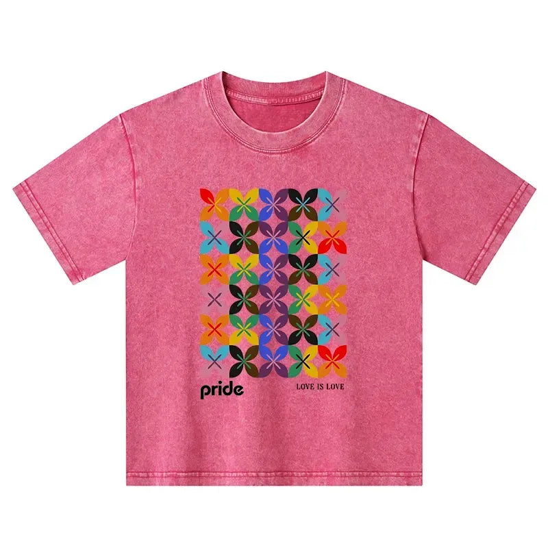 Japanese geometric flower kids t-shirt