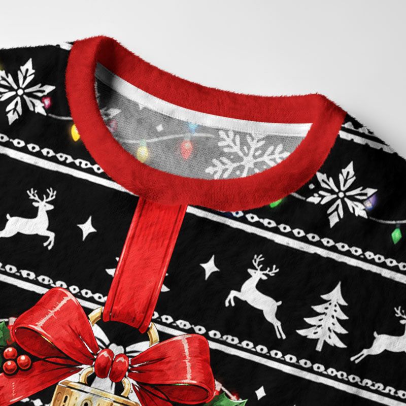 Kyoto-Lion Christmas Ball Napping Cat Fuzzy Christmas Ugly Sweatshirt