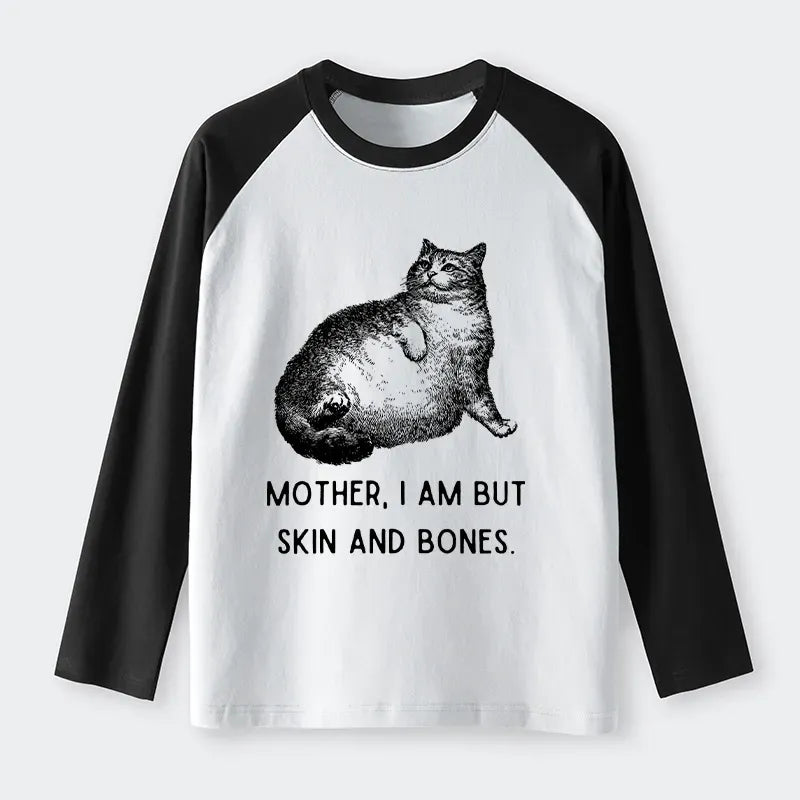 Kyoto-Lion Skin & Bones Cat Raglan Long Sleeve T-shirt