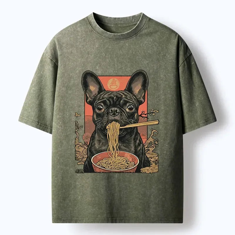 Vintage Dog Ramen T-Shirt for Daily Wear