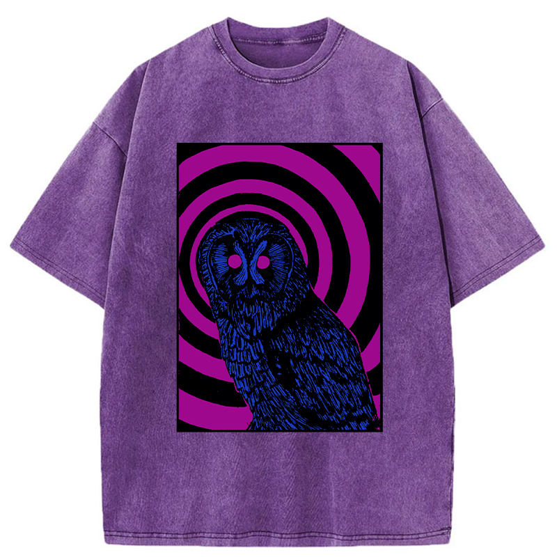 Kyoto-Lion Psychedelic Owl Washed T-Shirt