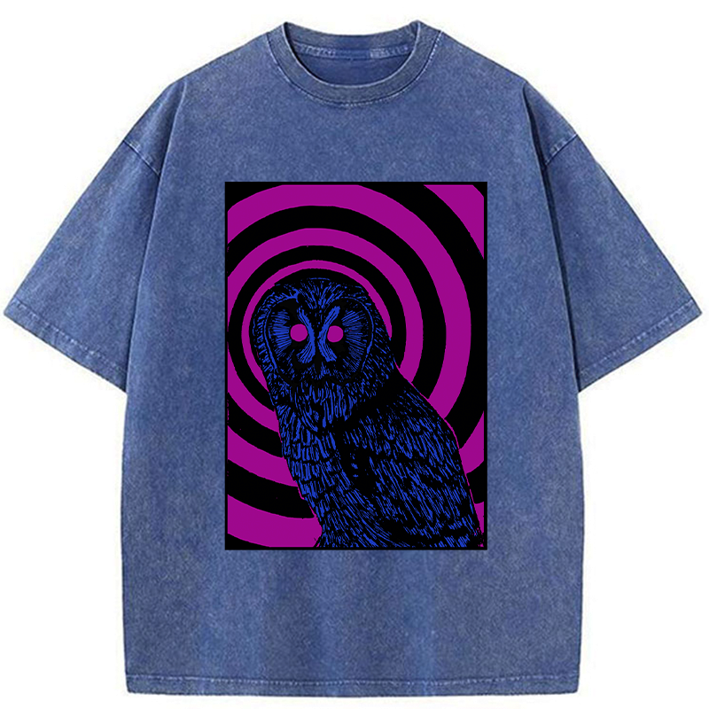 Kyoto-Lion Psychedelic Owl Washed T-Shirt