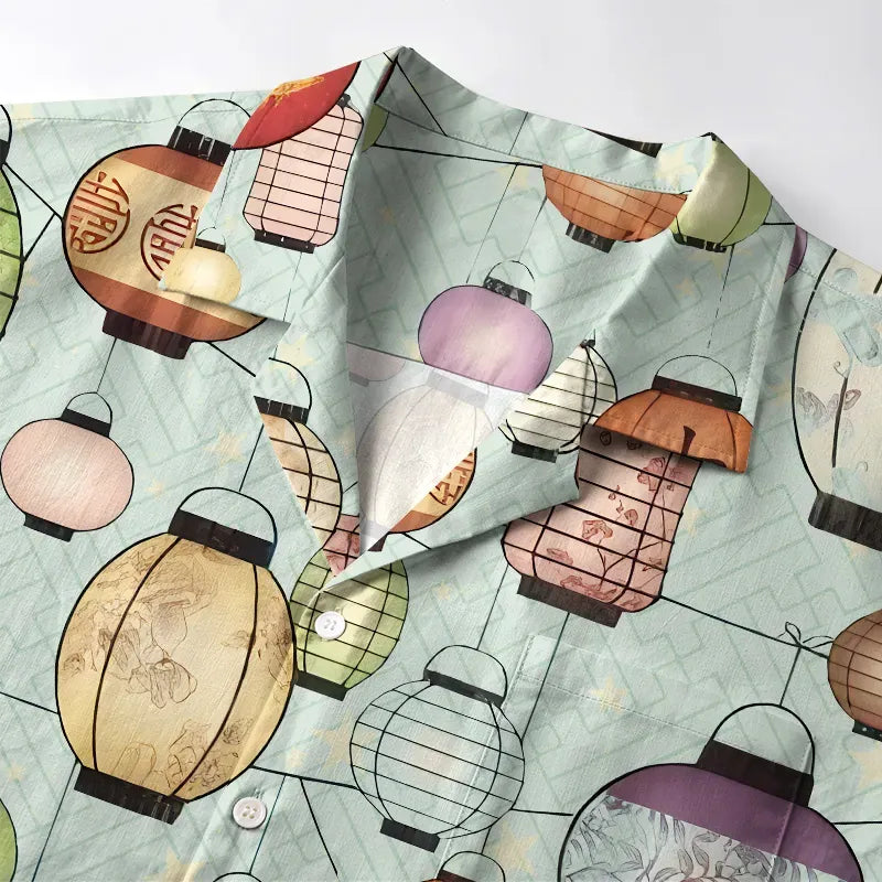 Kyoto-Lion Starlit Lanterns Japanese Aloha Hawaiian Shirt