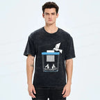 Funny Crane Washed T-Shirt for Daily Wear