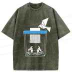 Paper-cut Crane Tee for Summer Casual
