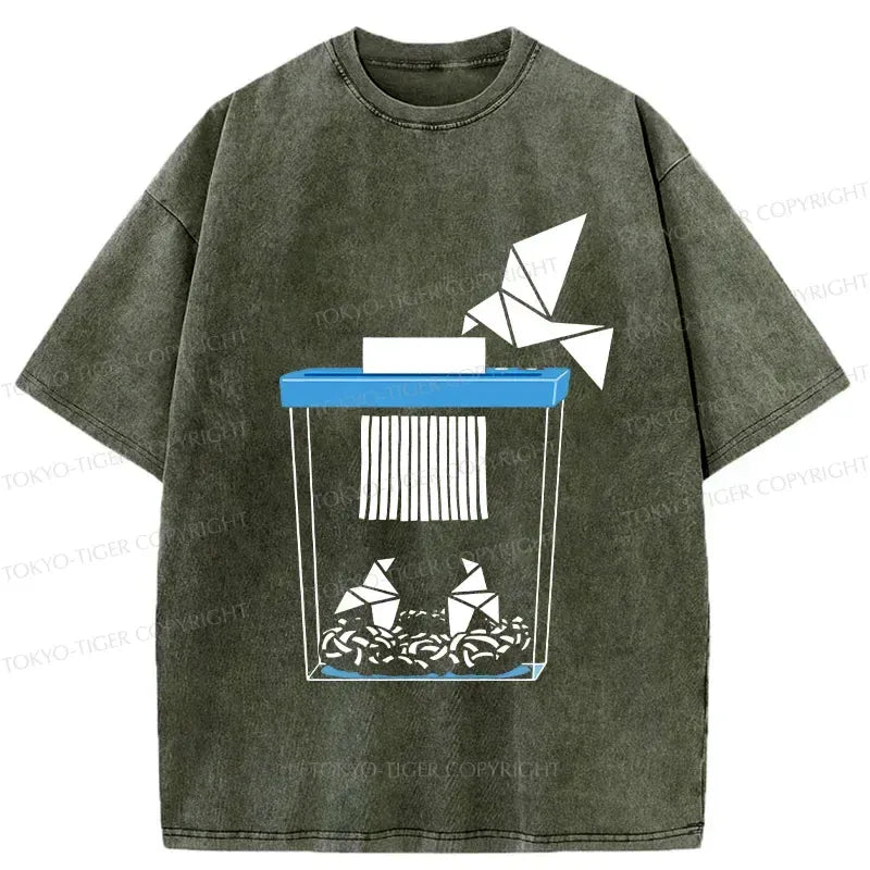 Paper-cut Crane Tee for Summer Casual