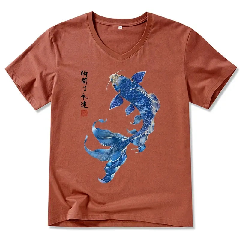 Japanese Koi Fish V-Neck T-Shirt