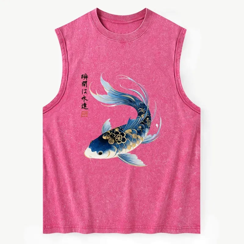 Japanese Watercolor Koi Fish Tank Top