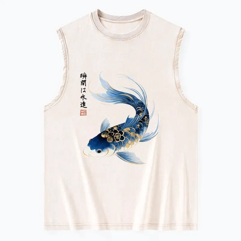 Kyoto-Lion Elegant Koi Fish Watercolor Art Washed Tank