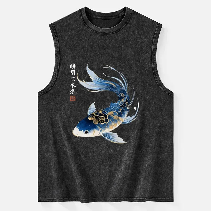 Kyoto-Lion Elegant Koi Fish Watercolor Art Washed Tank