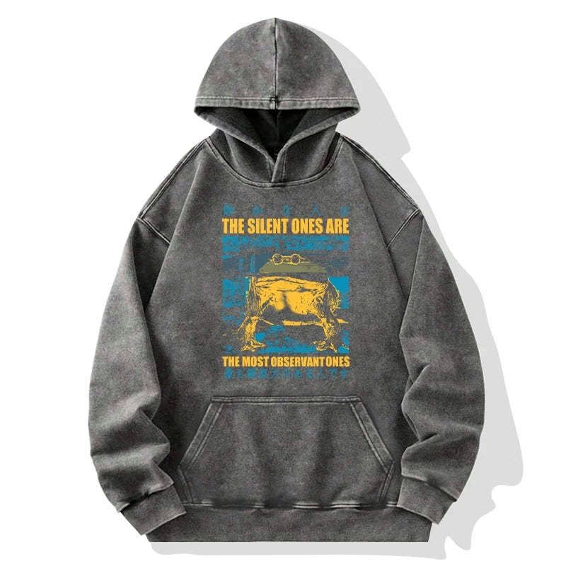 Kyoto-Lion Silent Frog Japanese Washed Hoodie