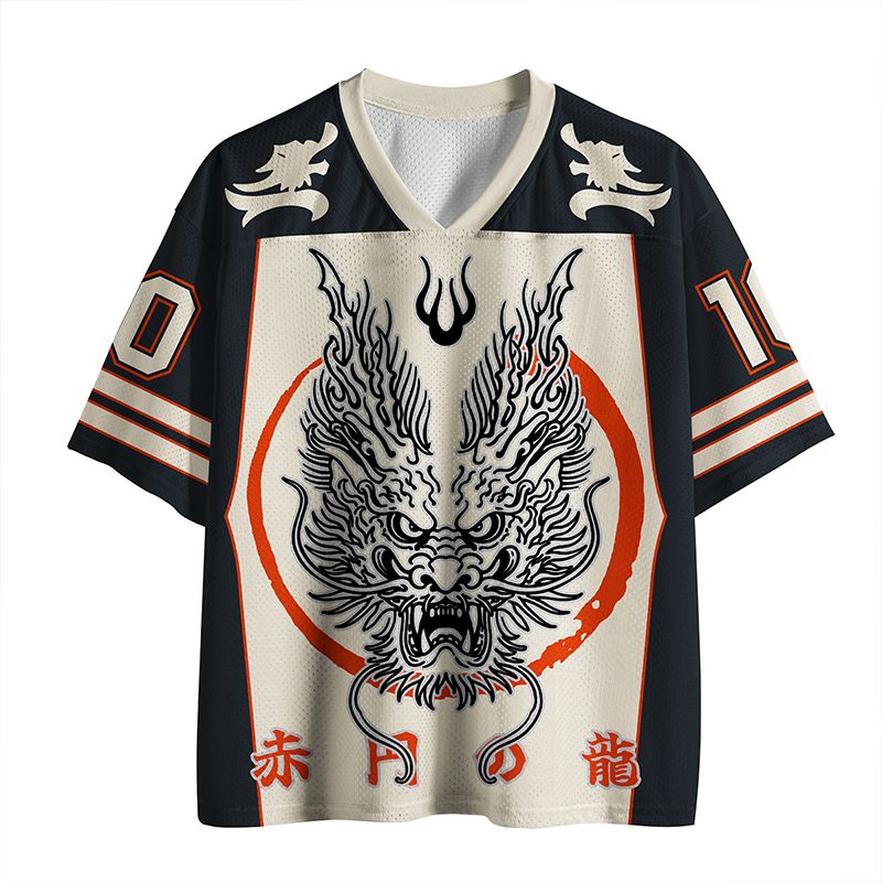 Japanese Dragon Print Mesh Jersey Gift Idea