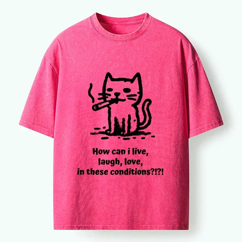 Japanese Vintage Cat T-Shirt for Streetwear