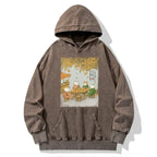 Kyoto-Lion Cats Drinking Tea Under The Tree Washed Hoodie