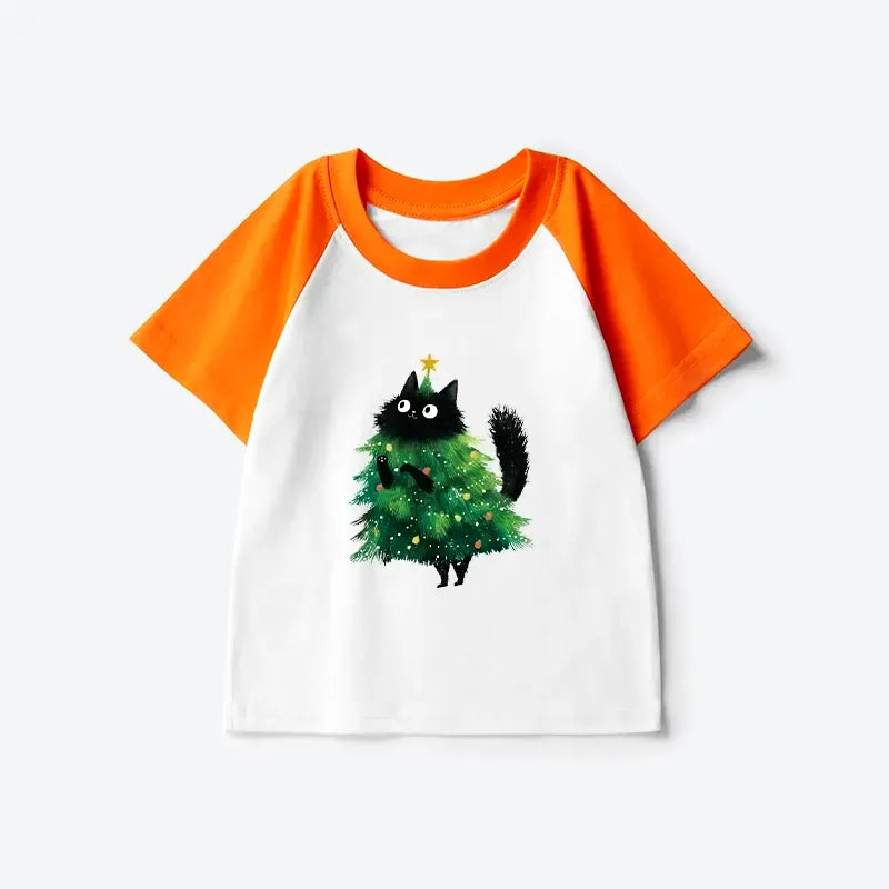 Japanese Cat Christmas T-shirt for Kids