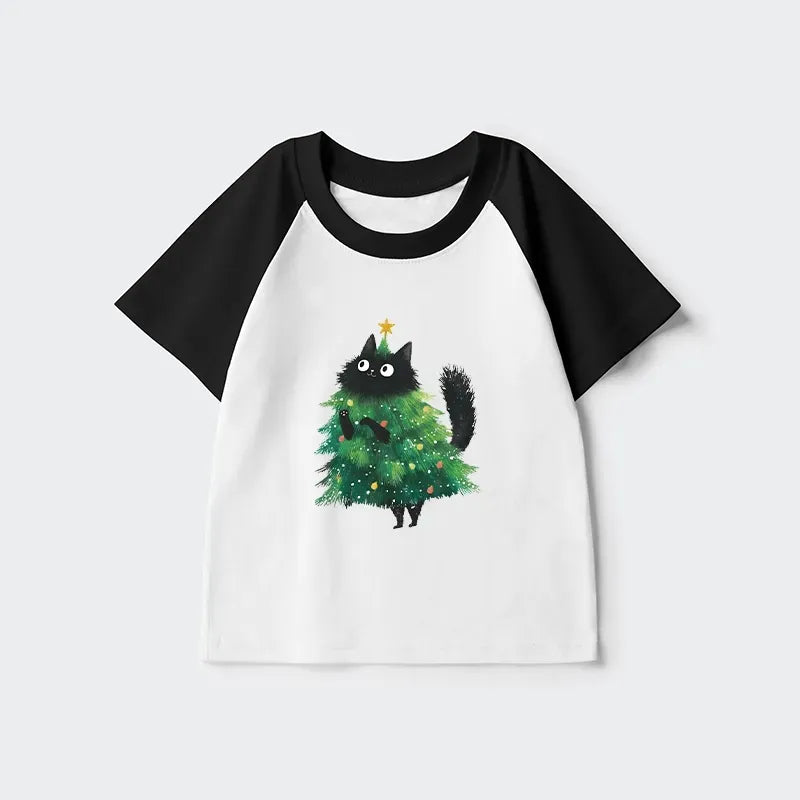 Japanese Cat Christmas T-shirt for Kids