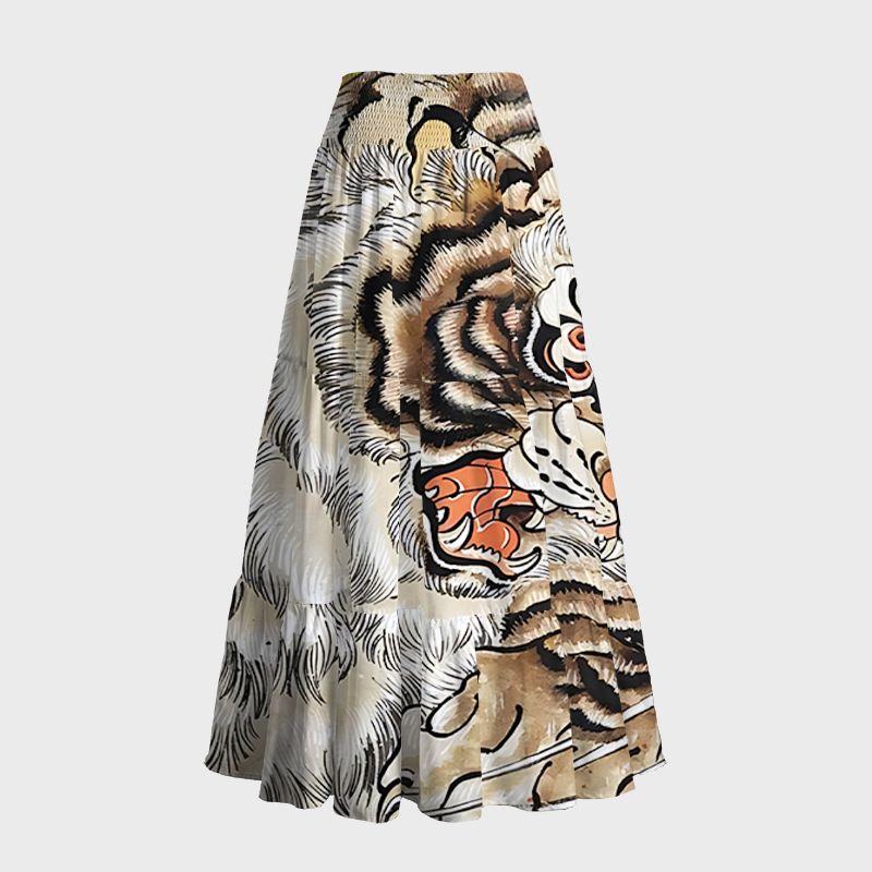 Kyoto-Lion Fierce Tiger Roar Maxi Skirt