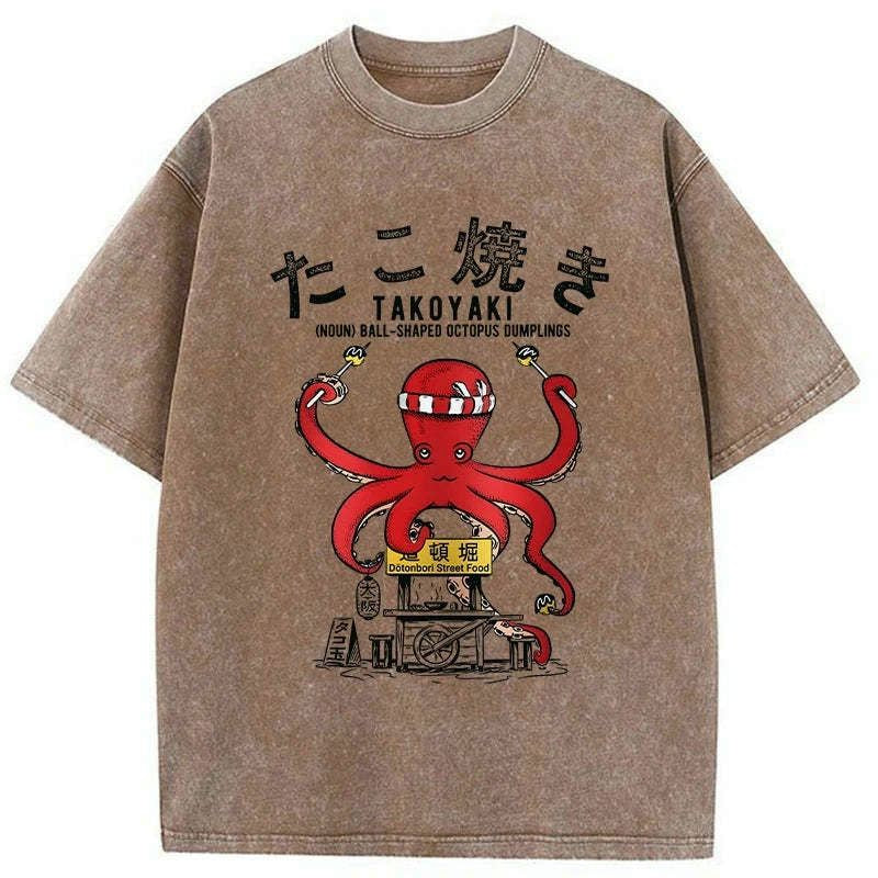japanese takoyaki octopus balls washed t-shirt
