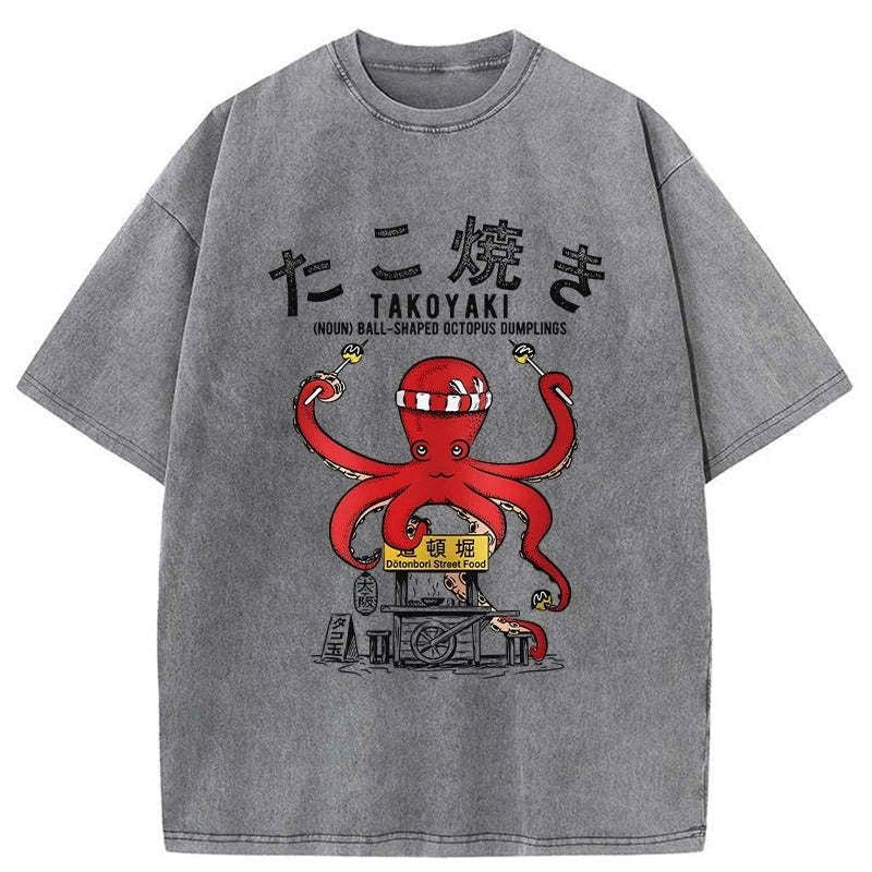 japanese takoyaki octopus balls washed t-shirt