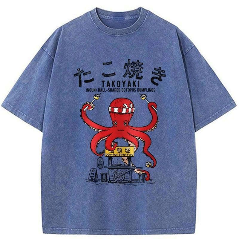 japanese takoyaki octopus balls washed t-shirt