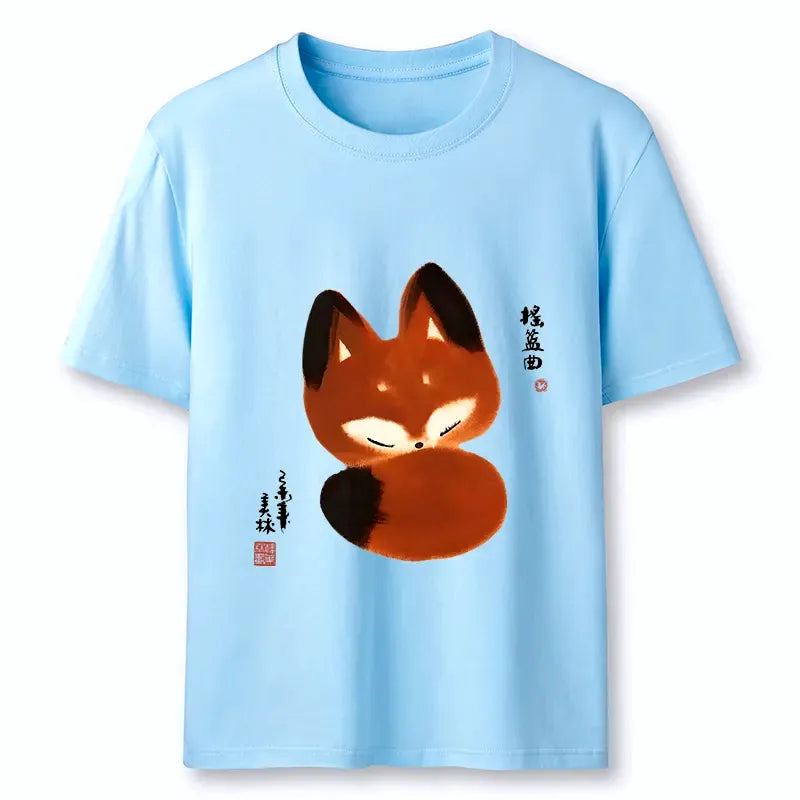 Pure Cotton Fox Tee for Summer