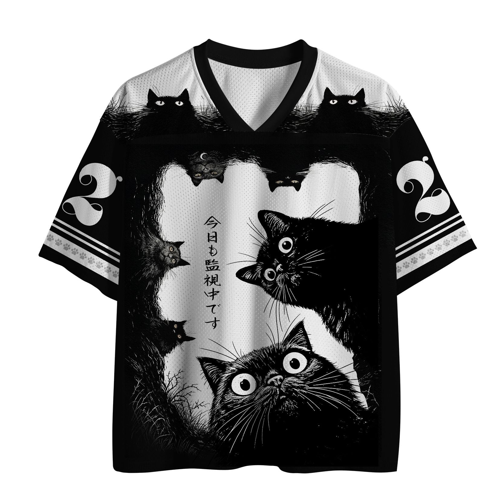 Many Cats Watching You Mesh Jersey for Daily Wear