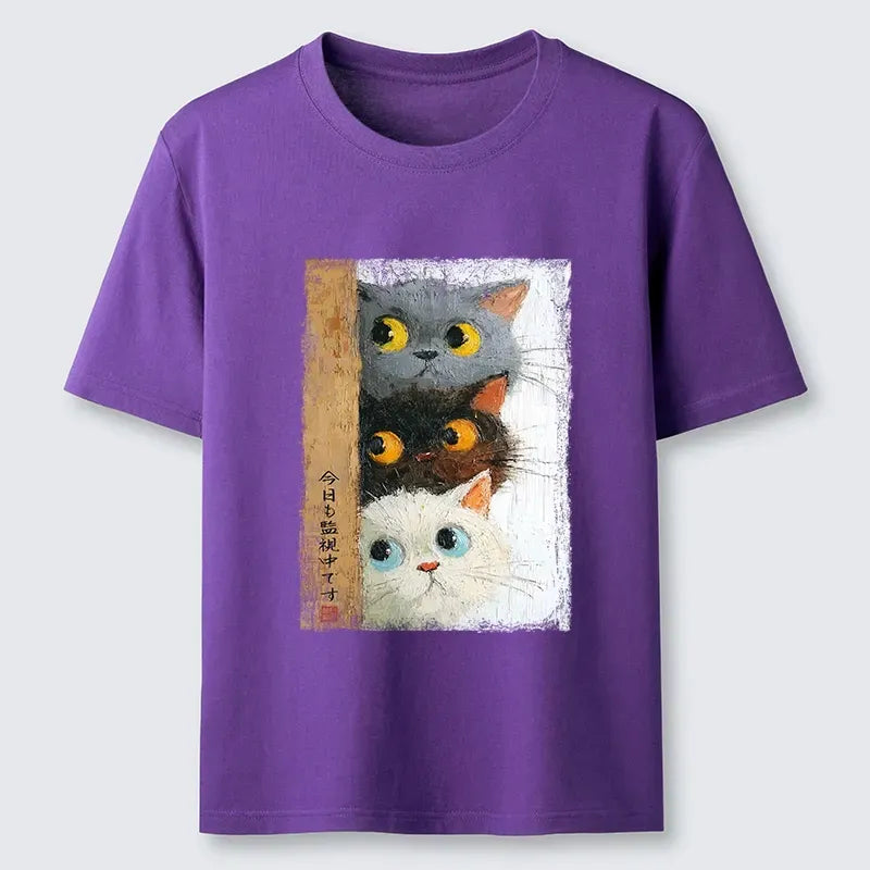 Vintage Japanese Cat Tee for Summer