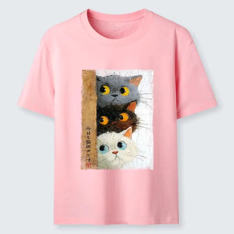 Vintage Japanese Cat Tee for Summer