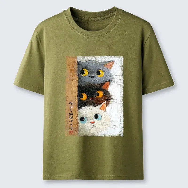 Japanese Cat T-Shirt for Daily Wear