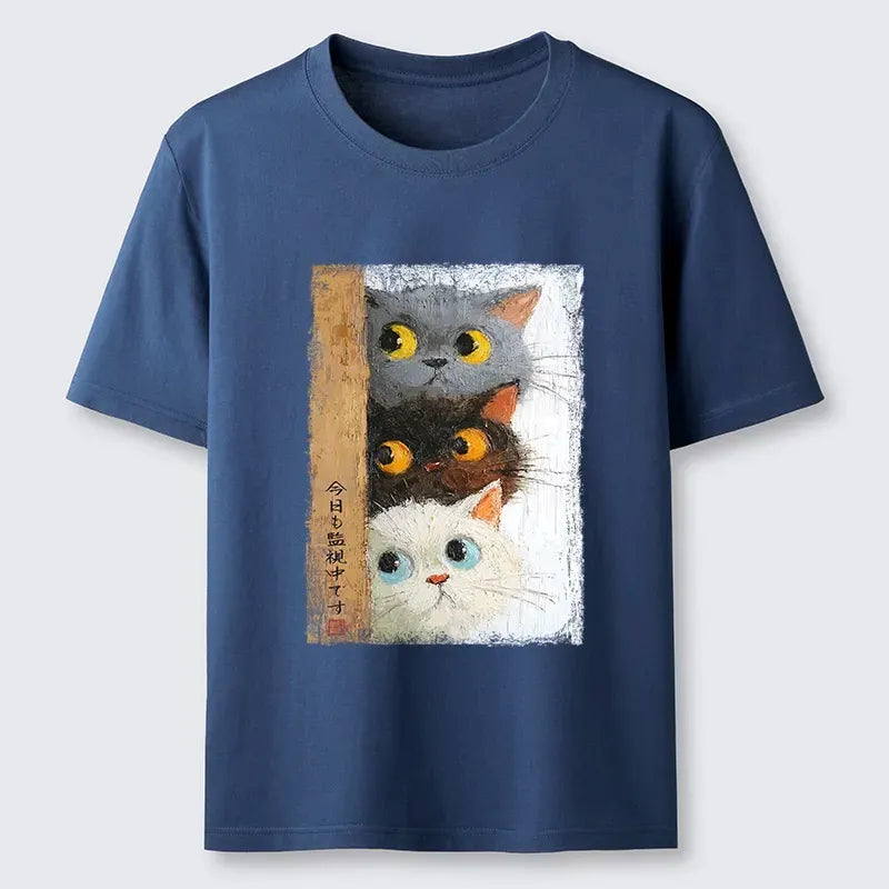 Japanese Cat T-Shirt for Daily Wear