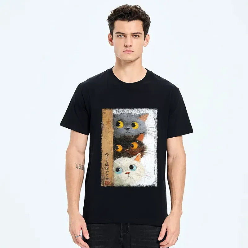 Japanese Cat T-Shirt for Daily Wear