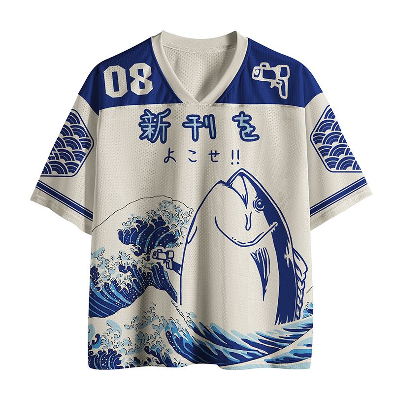 Kyoto-Lion Japanese Fish Hold Up Mesh Jersey