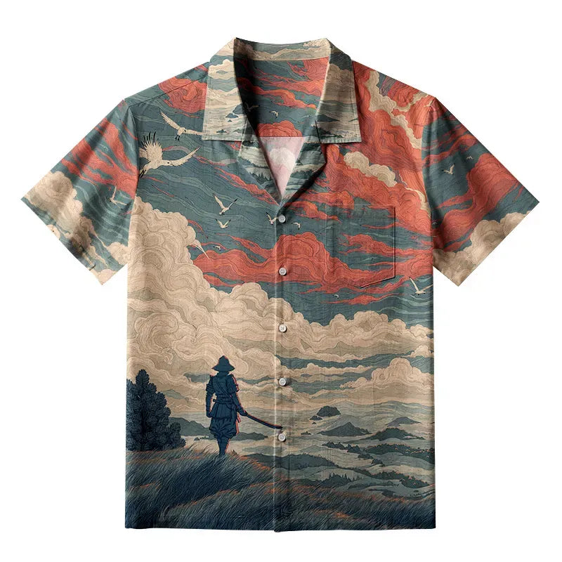 Kyoto-Lion Samurai Gazing Into The Distance Aloha Hawaiian Shirt