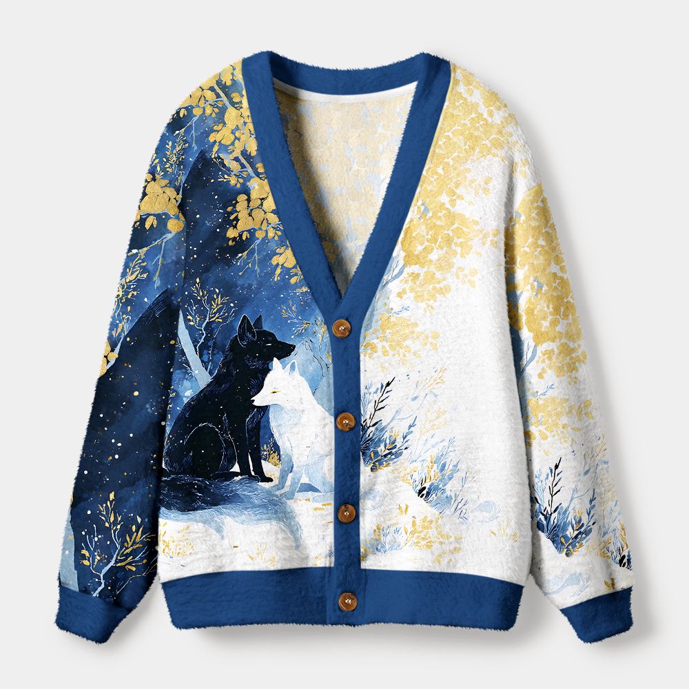 Kyoto-Lion Wolf's Embrace Ugly Cardigan Sweater