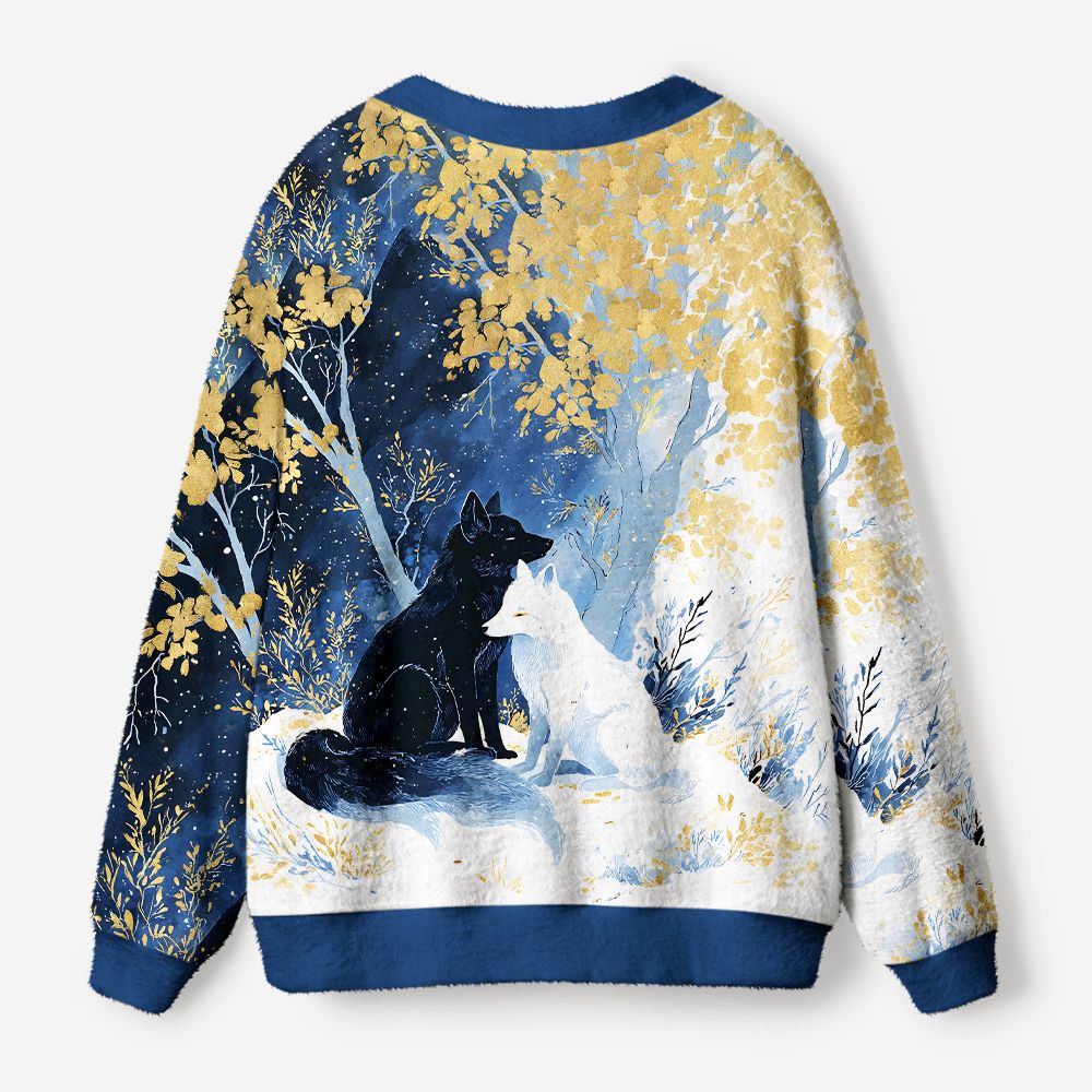 Kyoto-Lion Wolf's Embrace Ugly Cardigan Sweater