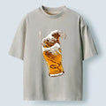 Kyoto-Lion Great Beer Wave Print Washed T-Shirt
